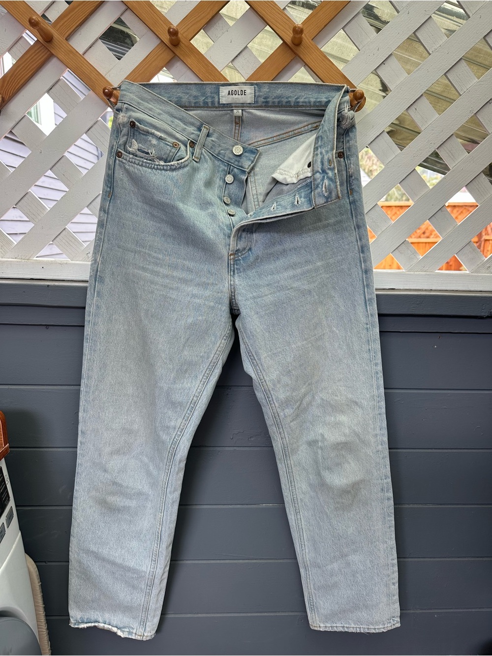 Agolde Light Blue High-Rise Button-Fly Jeans